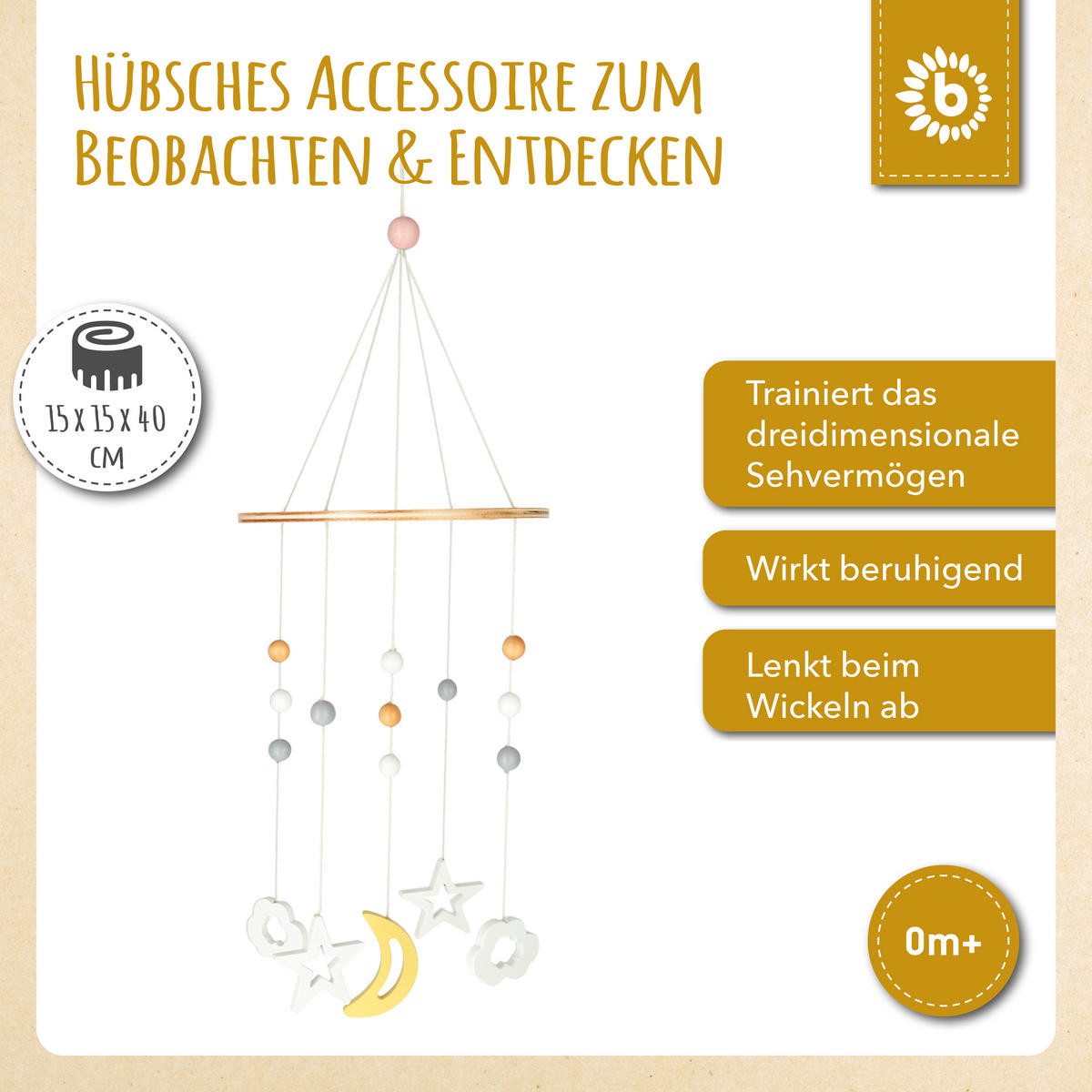 MOBILE Holz Sternenhimmel - ab Geburt - Weiß, Holz (14.8/14.8cm) - Bieco Spielwaren