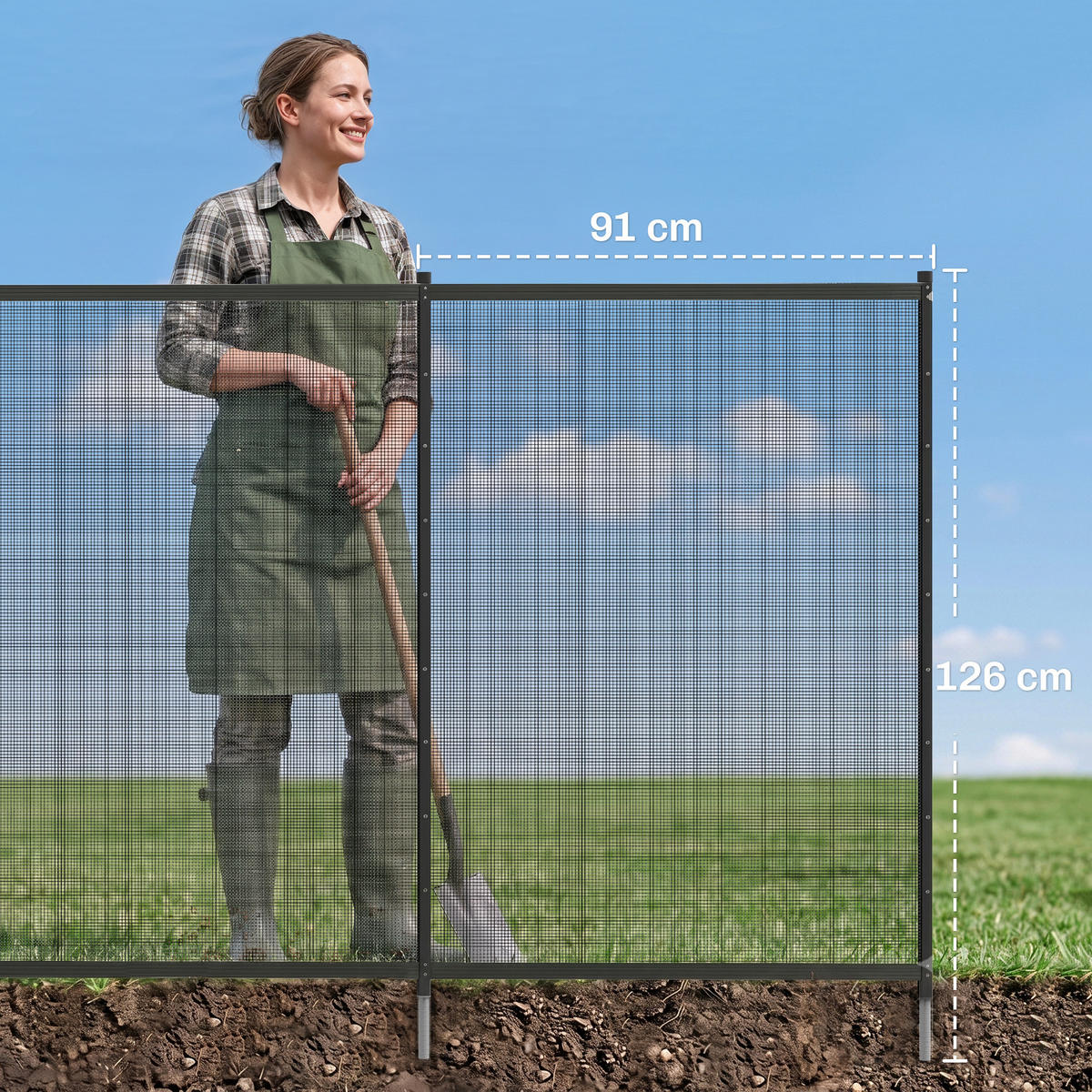 GARTENZAUN Schwarz 365.0/2.5/126.0 cm - Schwarz, Metall (2.5/126cm)