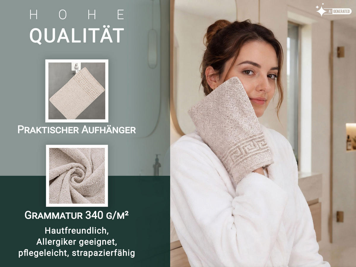 WASCHHANDSCHUH, 20er-Set, 16x22 cm, 70% Baumwolle, 30% Polyester, Braun - Braun, Textil (16/22cm) - Zollner