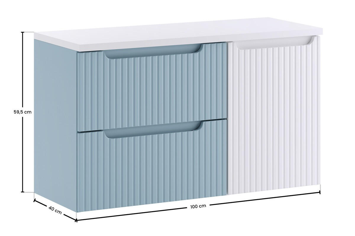 WASCHBECKENUNTERSCHRANK 100 cm 3 Teile - Nova Denim N BM382 in Denim / Weiß Matt - Dunkelblau/Weiß, Holz (100/59.5/40cm)