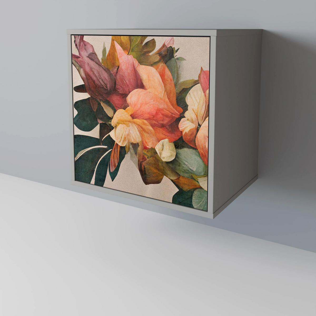 SIDEBOARD STYLISH BEAUTY, Grau, 57,5x42x77,5 cm, Schräge Buchenholzfüße - Buchefarben/Multicolor, Holzwerkstoff/Buchenholz (57.5/77.5/42cm) - SpaceRebels