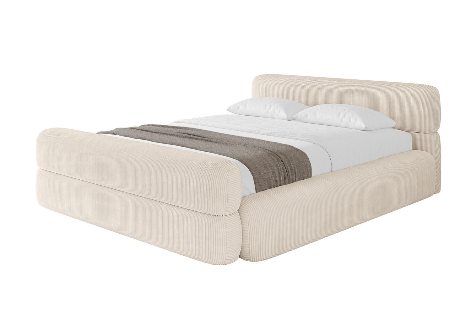 POLSTERBETT mit Bettkasten, Fußteil und Lattenrost, Boxbett ohne Matratze - ENORA-Z-V1 200x200 Beige - Creme, Holzwerkstoff/Textil (200/200cm) - ALTDECOR