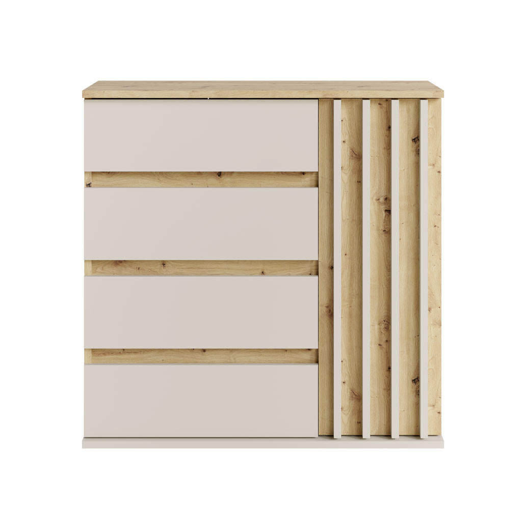 KOMMODE Doris Eiche Artisan / Kaschmir 80 / 34 / 79,7cm - Eichefarben/Eiche Artisan, Holz/Holzwerkstoff (80/79.7/34cm) - Feldmann-Wohnen