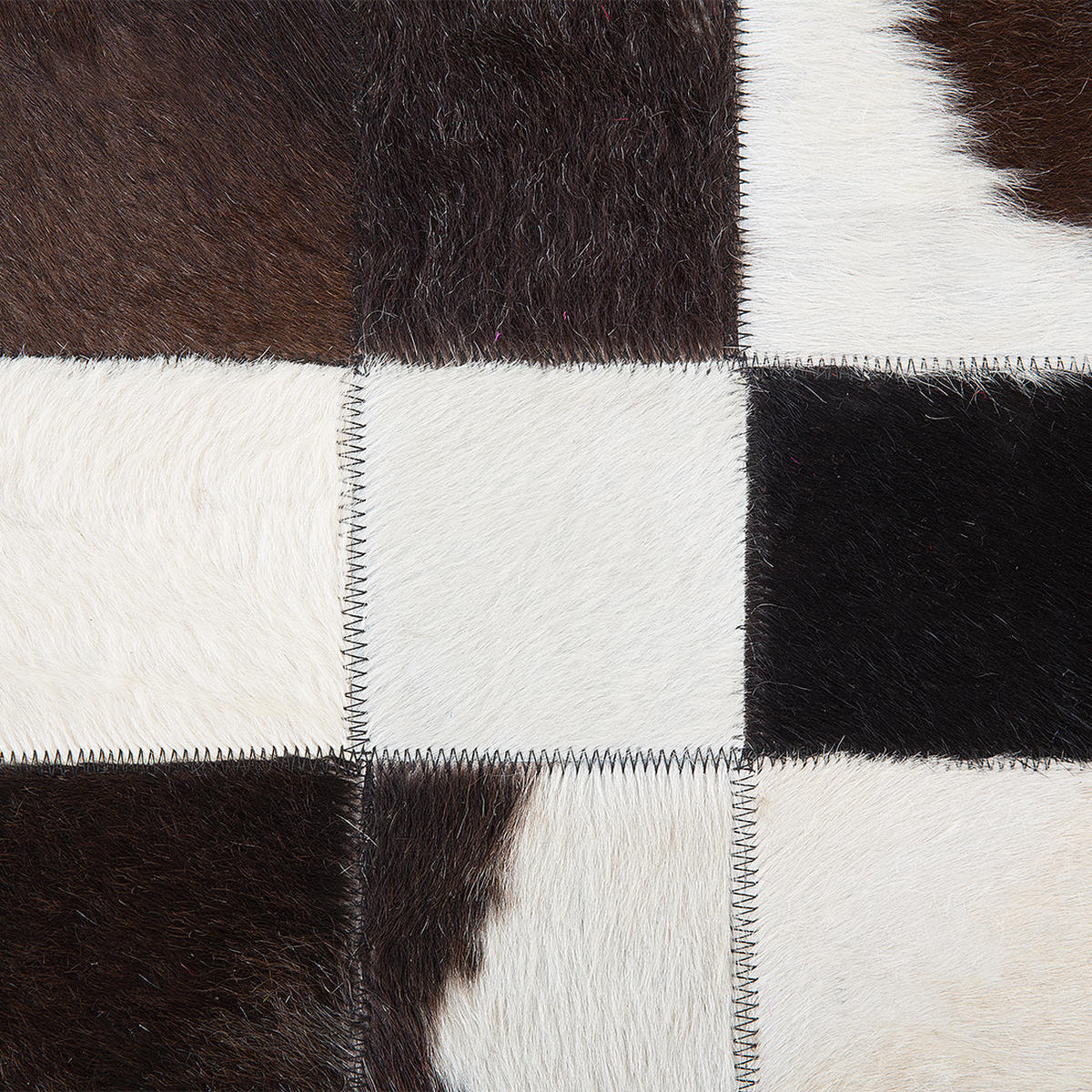 KURZFLOR-TEPPICH Bergama 140/140 cm - Schwarz, Fell (140/140cm) - Beliani