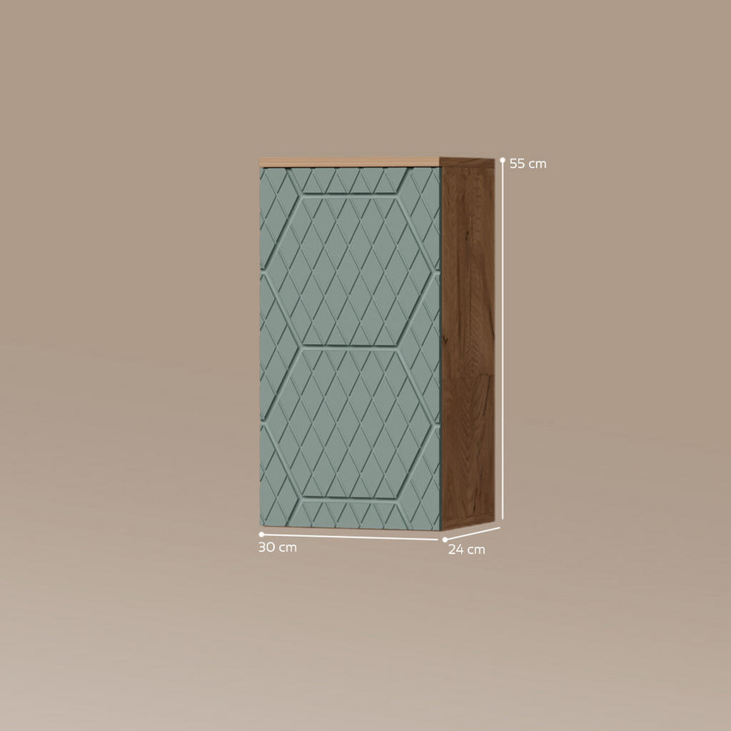 Thumbnail - Livinity® Badschrank, Grün, Honigeiche, Holzwerkstoff, 2 Fächer, Rechteckig, 30x59x24 cm, Badezimmer, Badezimmerschränke...