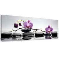 WANDBILD spa zen orchidee - Pink, Textil (90/30cm) - Feeby