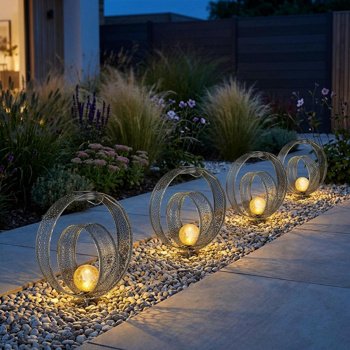 LED AUSSENLEUCHTE Solarleuchte Silber - Silberfarben, Glas (30/20/42cm) - Globo Lighting