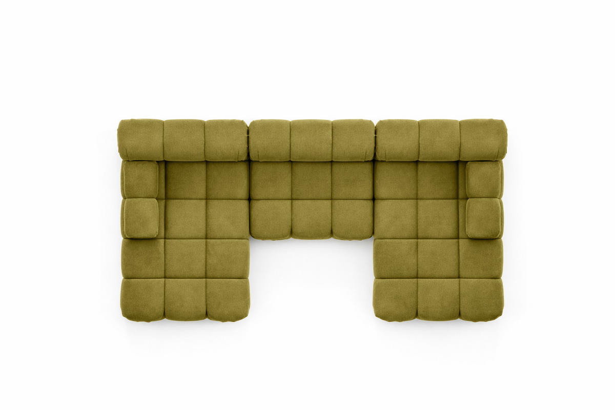 ECKSOFA U-Form, Stoff Velours Salvador, Olive, Selia U - Olivgrün, Holz (285/70/160cm) - Kaiser Möbel