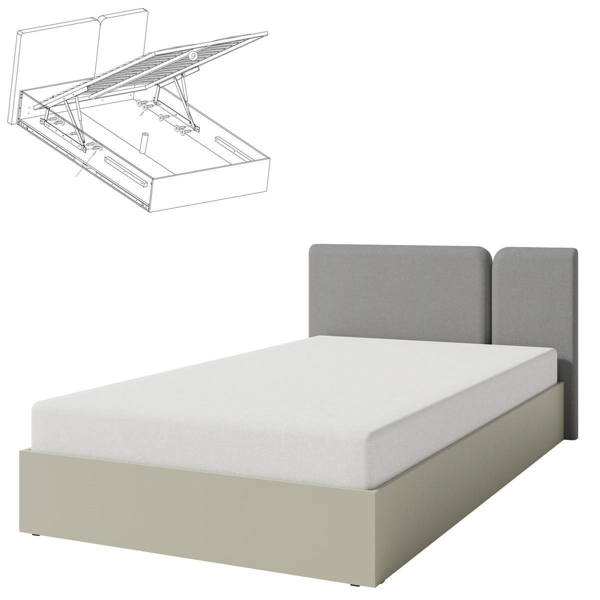 JUGENDZIMMER Laris Set C mit Bett 120 x 200 - Eukalyptus / Eiche Baltic Dune - Eukalyptusholzfarben/Eichefarben, Holzwerkstoff/Metall (145/195/50cm) - QMM TraumMöbel