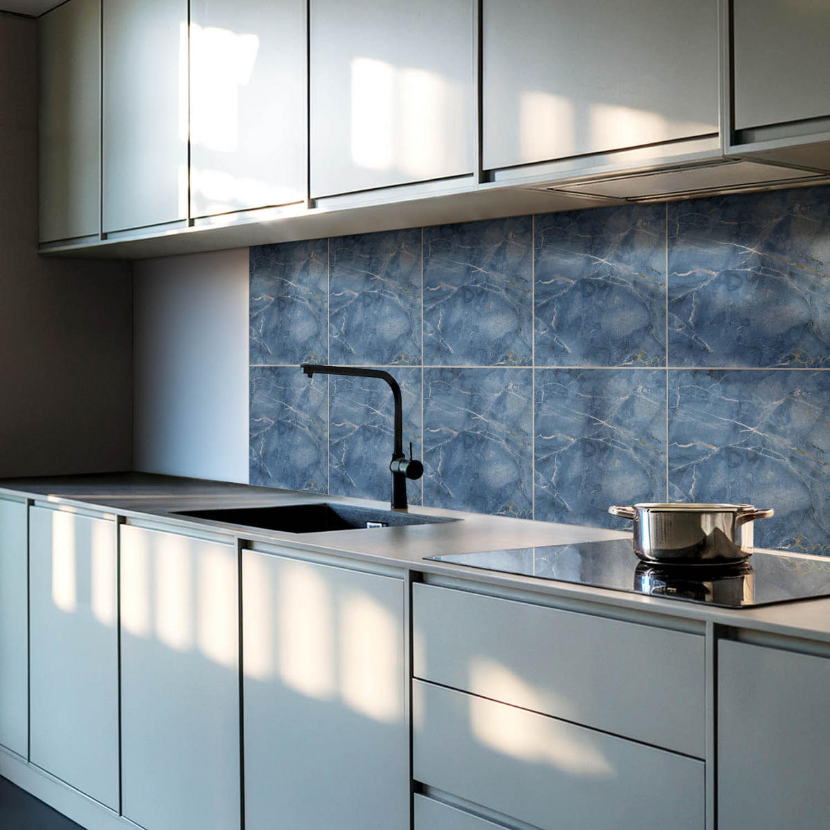 WANDPANEEL 9 Stück 30x30 cm selbstklebend Lazurite - Dunkelblau, Kunststoff (30/1.6/30cm) - Wallfluent