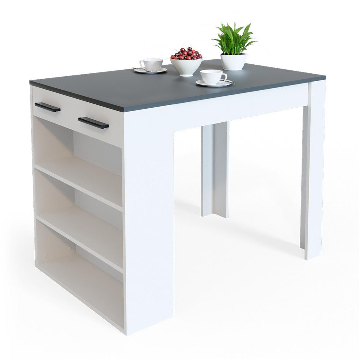 ESSZIMMERTISCH Repose Anthrazit/Weiß 67 x 100 cm - Anthrazit/Weiß, Holzwerkstoff (67/77.5/100cm) - Vicco