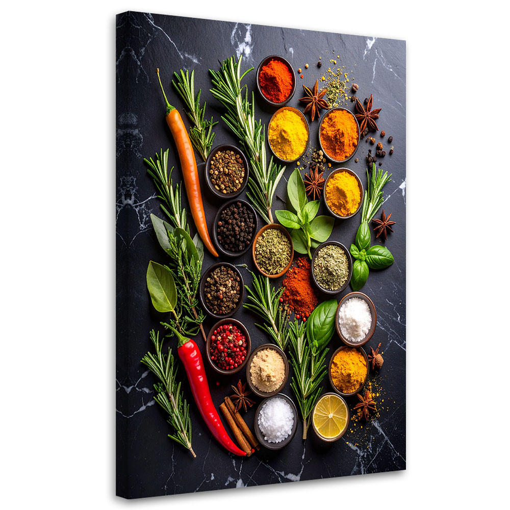 LEINWANDBILD Kräuter und Gewürze 80x120cm - Multicolor, Textil (80/120cm) - Feeby