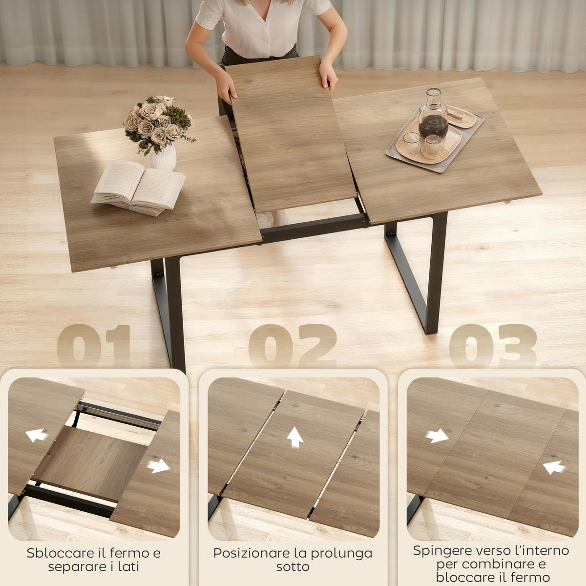 ESSTISCH Holzoptik 1 Stück - Beige, Naturmaterialien (180/80/75cm) - GiPP