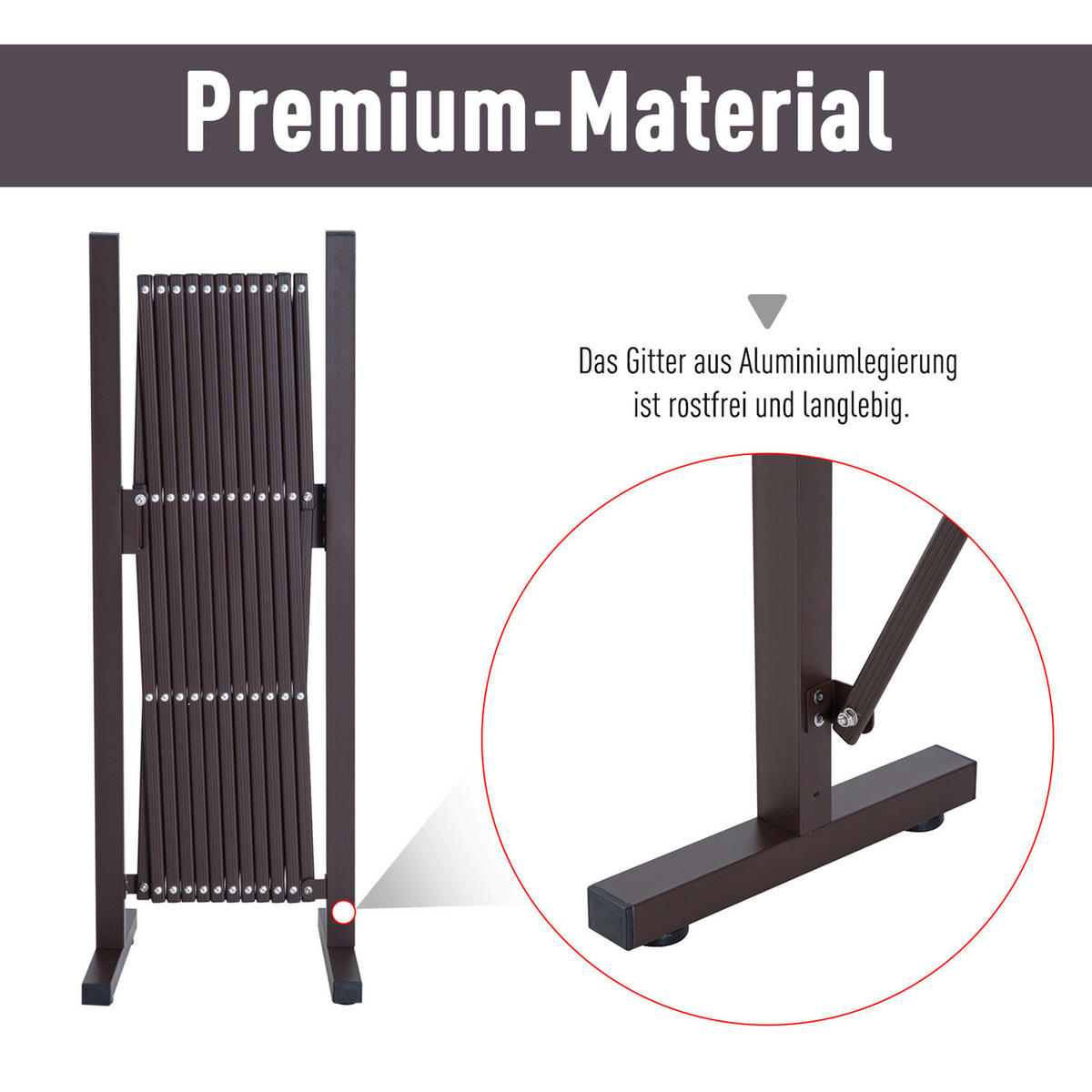 GARTENZAUN, Aluminium, Eisen, Dunkelbraun, 103,5H x 35-300L cm - Dunkelbraun, Metall (31/103cm) - Outsunny