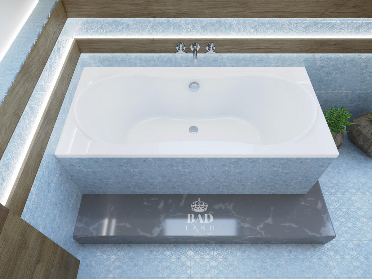 BADEWANNE Rechteck LONG 180/80 Ablauf & Füße - Weiß, Kunststoff (80/62/180cm) - bad land