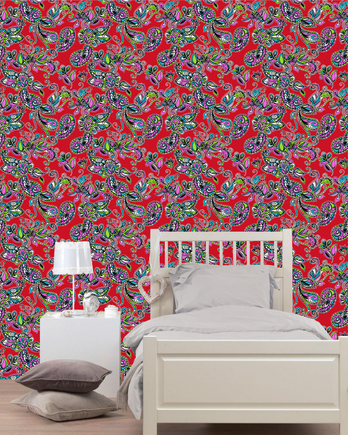 TAPETE funky Blumen und Paisleys 53 cm x 10.05 m - Grün, Papier (53/1000cm) - ESTAhome