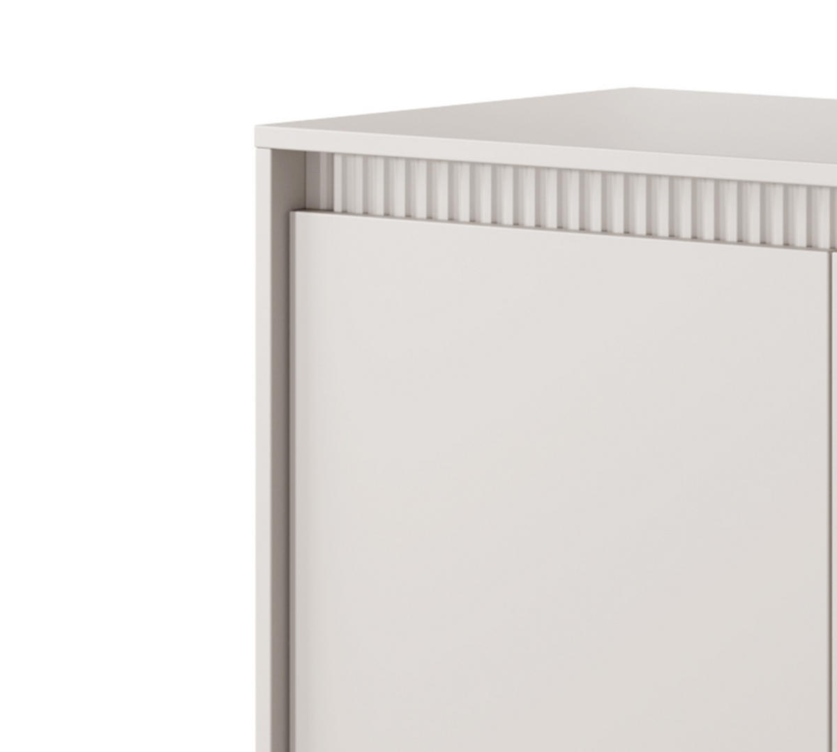 ​KOMMODE SENSO 2D3S, Geriffelte MDF-Fronten, Push-to-Open, Metallfüße, 187x81,4x39,5 cm - Beige - Beige/Creme, Holz/Holzwerkstoff (187/82/40cm) - DomoHome