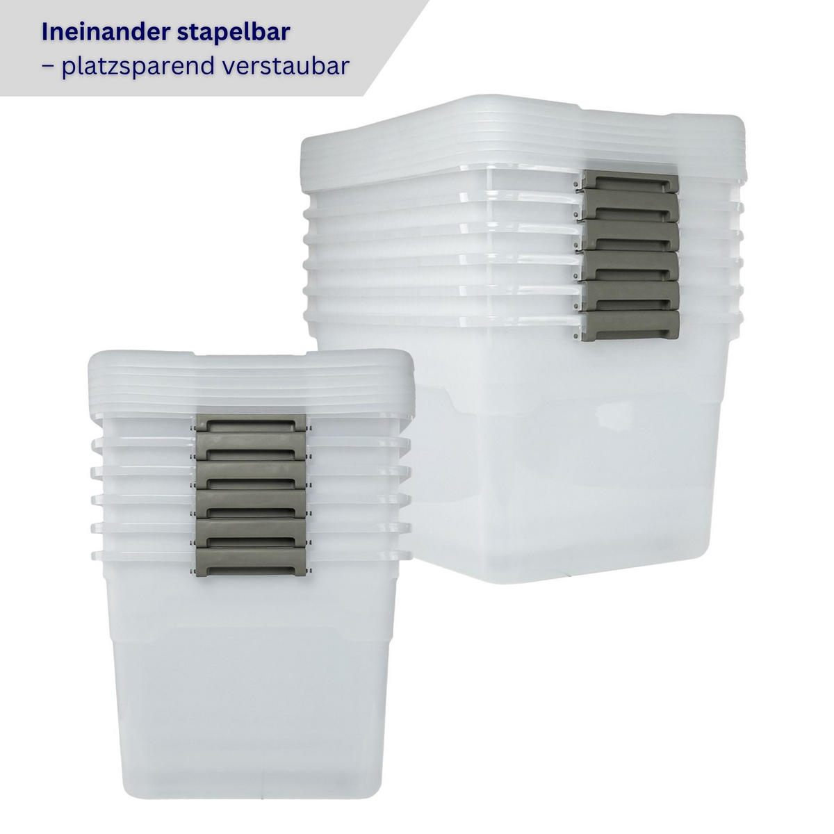 AUFBEWAHRUNGSBOX mit Deckel 60L im 6er Set Extra Groß Rollen transparent stapelbar - Transparent, Kunststoff (58/34/43cm) - PROREGAL