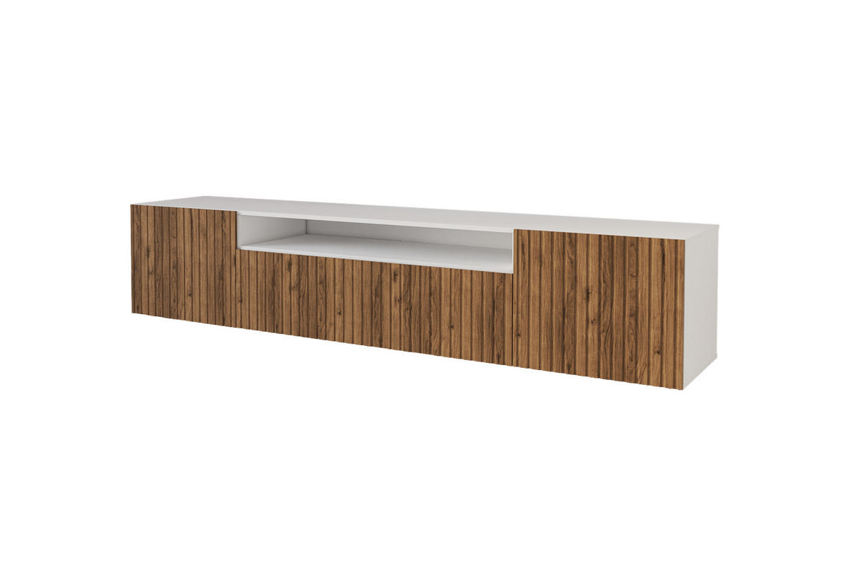 LOWBOARD KITO-W 200x40x41 cm - Weiß / Katania - Eiche Wotan/Weiß, Holzwerkstoff (200/40/41cm) - ALTDECOR