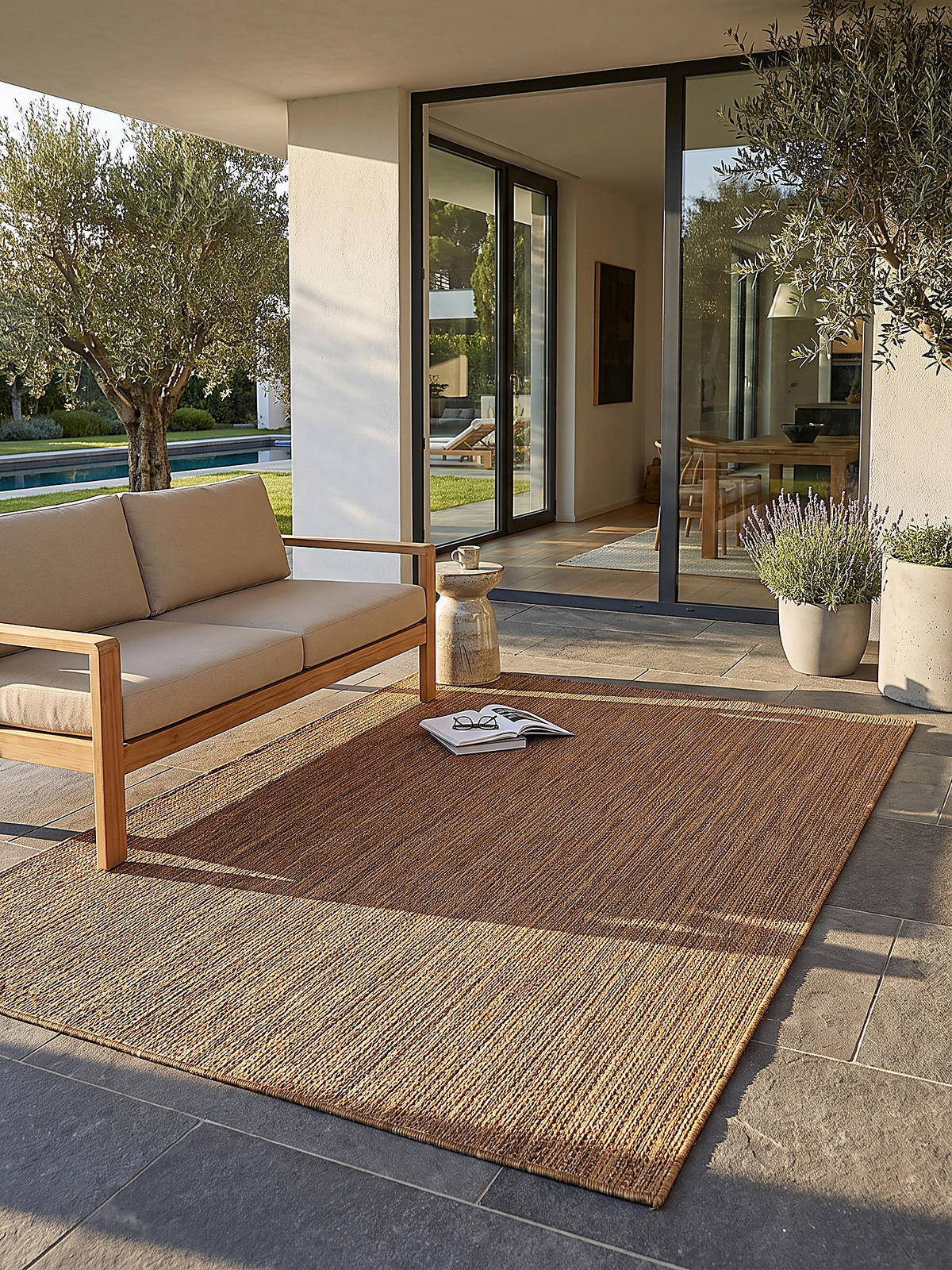 TEPPICH Flachgewebe, Outdoor, Fußbodenheizung-geeignet, VIGOLENO in Ockerbraun, 280 x 370 cm - Braun, Textil (280/370cm) - KADIMA DESIGN