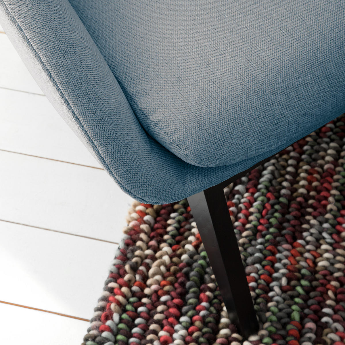 SESSEL - Blau/Schwarz, Eichenholz/Textil (82/102/90cm) - home24