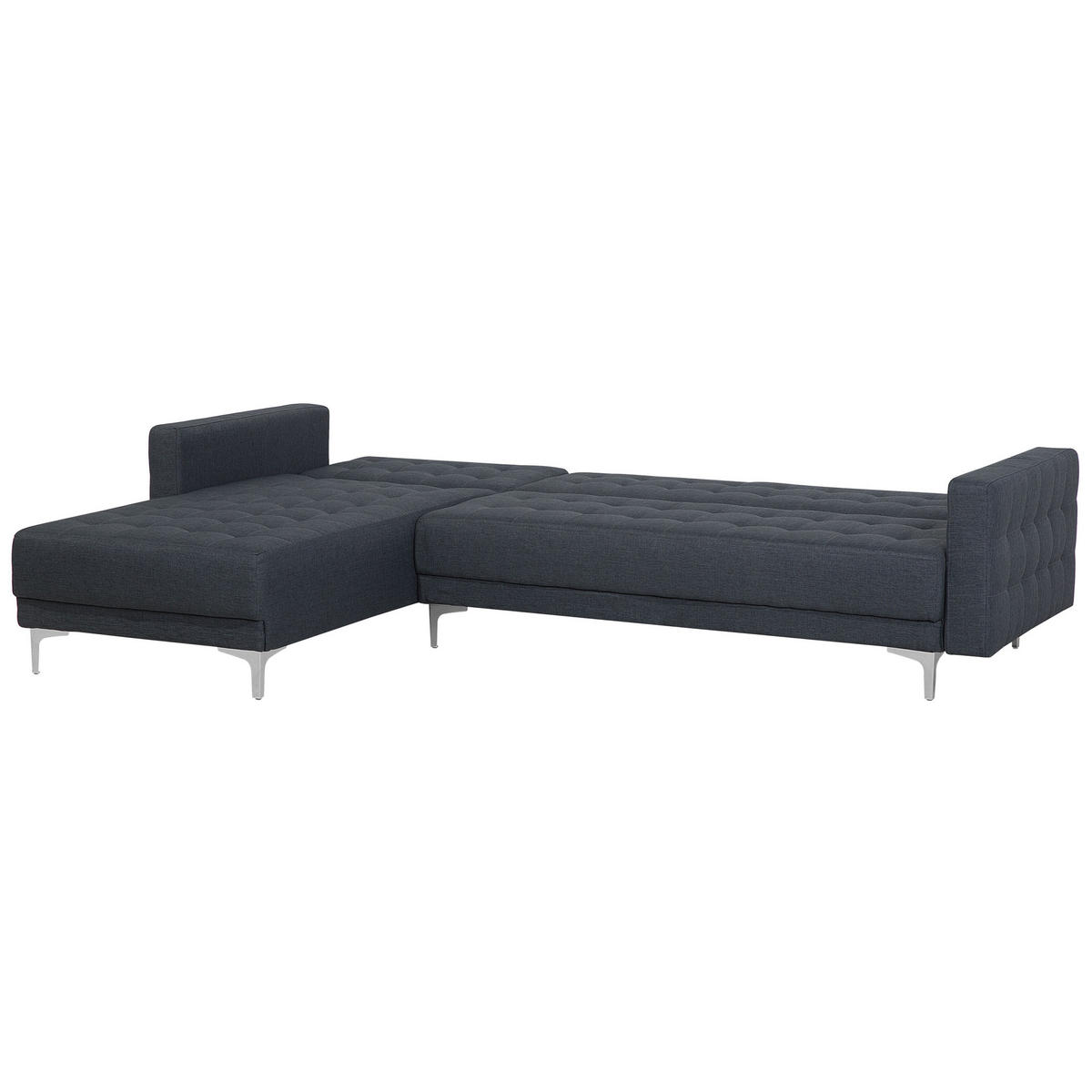 SCHLAFSOFA linksseitig mit Ottomane Polsterbezug Dunkelgrau Aberdeen - Dunkelgrau, Textil (267/168cm) - Beliani