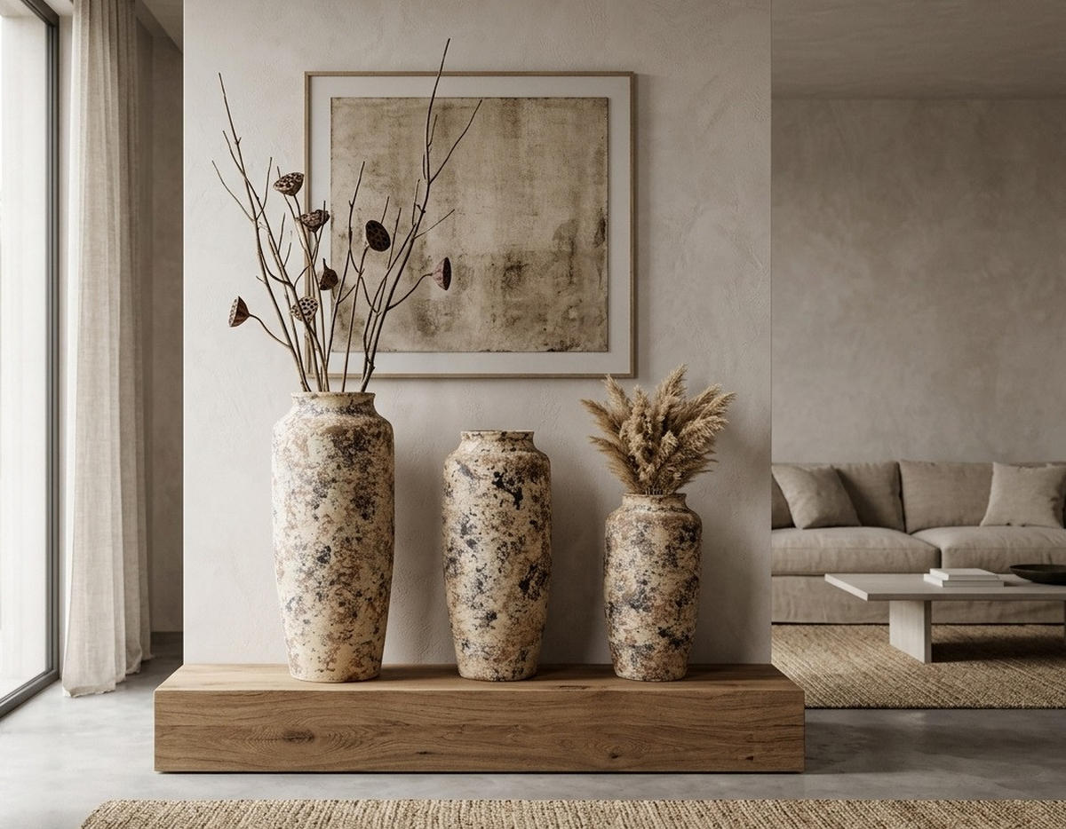 VASE Evro Beige-Braun Keramik - Beige, Keramik (60cm) - Mondex