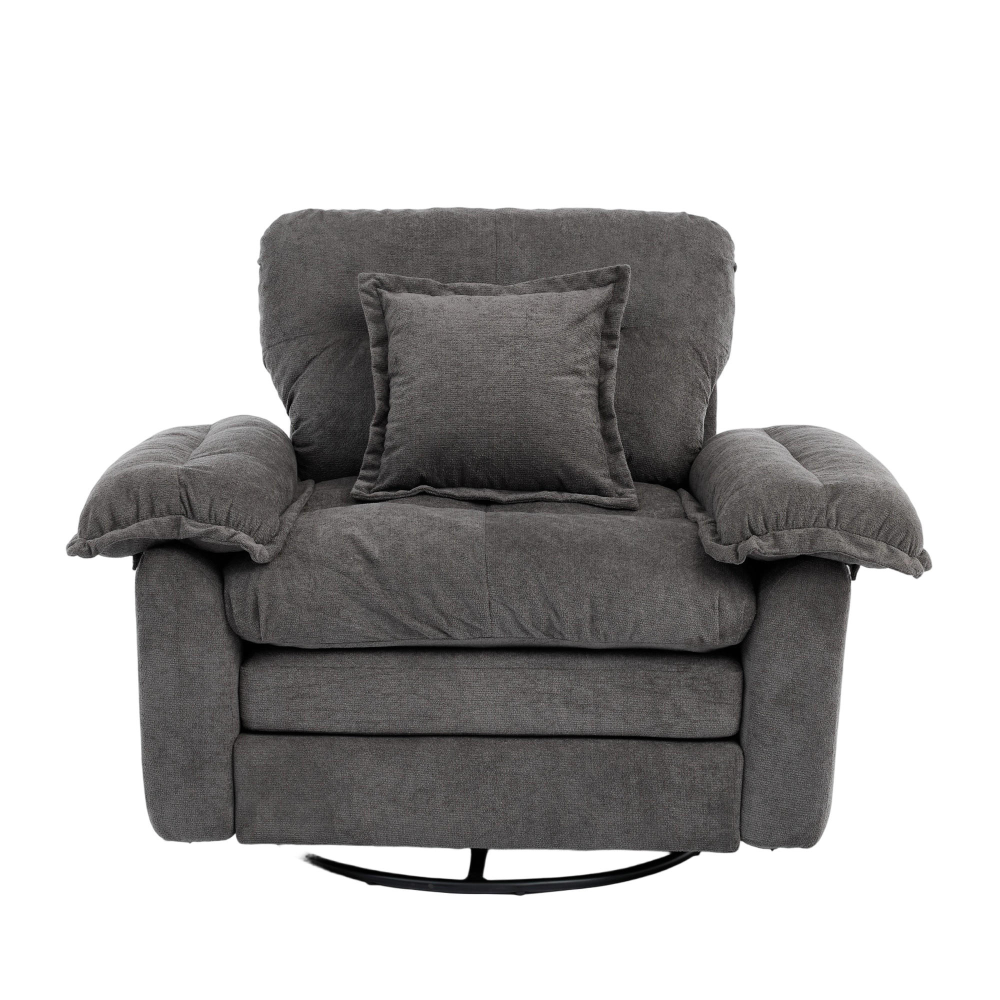 SESSEL Chenille Grau drehbar mit Stützkissen - Grau, Textil/Metall (116/96/84cm) - WISHDOR