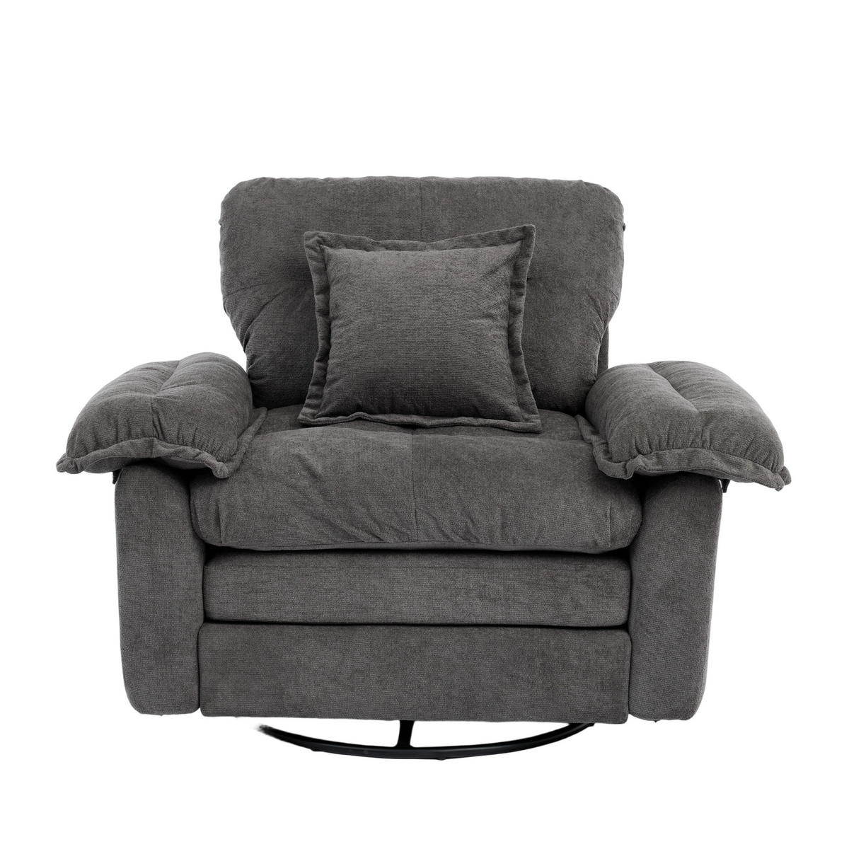 DREHSESSEL 360° Chenille-Bezug mit Metallfuß 116/84/96 cm Grau 136 kg belastbar - Grau, Textil (84/96/116cm) - Redom