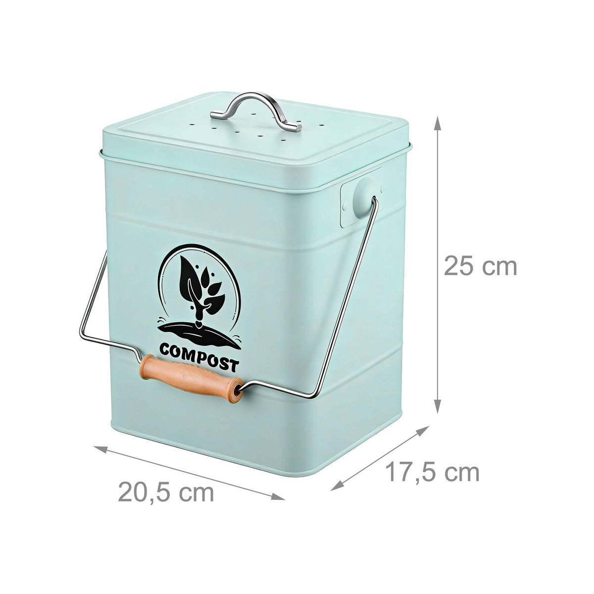 KOMPOSTEIMER - Türkis, Holz/Textil (20.5/25/17.5cm) - Relaxdays