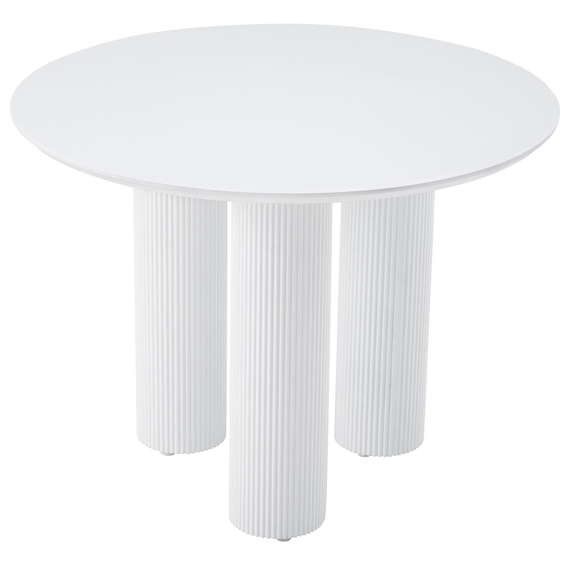 ESSTISCH Fascons rund, Weiß, 100 cm - Weiß, Holzwerkstoff/Metall (100/100/75cm) - Selsey