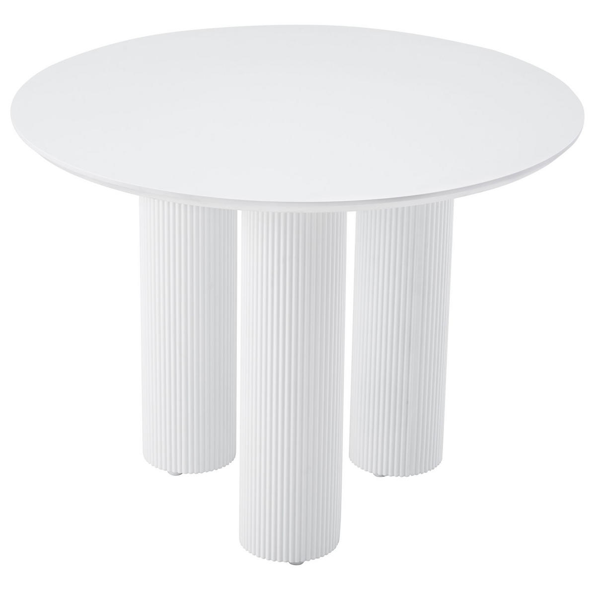 ESSTISCH Fascons rund, Weiß, 100 cm - Weiß, Holzwerkstoff/Metall (100/100/75cm) - Selsey