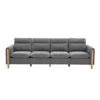 SOFA 261/77/86 cm in Hellgrau mit 2 Hockern und Stauraum - Hellgrau, Textil (77/86/261cm) - Flora Grace