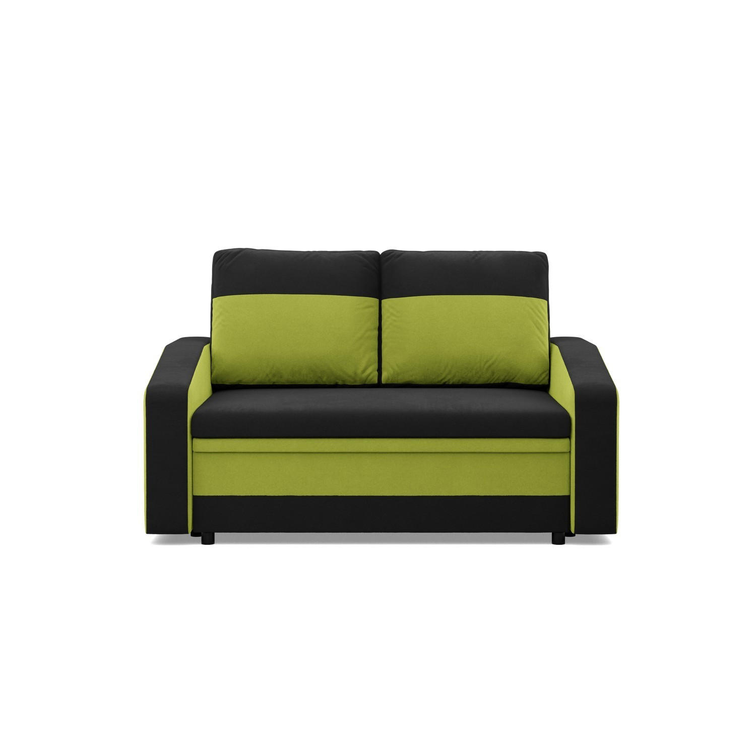 SOFA 2-SITZER MIT SCHLAFFUNKTION ORION, Schwarz + Grün - Schwarz/Grün, Textil (148/90/87cm)