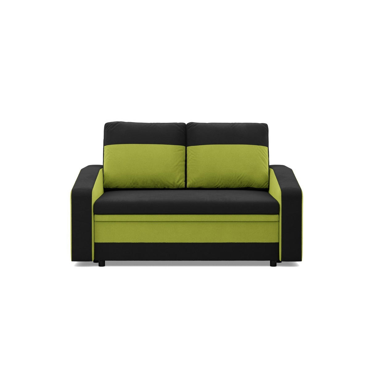 SOFA 2-SITZER MIT SCHLAFFUNKTION ORION, Schwarz + Grün - Schwarz/Grün, Textil (148/90/87cm)