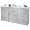 SIDEBOARD Rova Beton Oxid Optik - Hellgrau, Holzwerkstoff (138.5/75.5/35cm) - Vladon