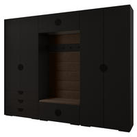 GARDEROBEN-SET 236,7/300/47 - Schwarz/Braun, Holz/Kunststoff (300/236.7/47cm) - Abiks Möbel