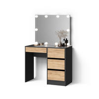 SCHMINKTISCH Imola Anthrazit/Goldkraft Eiche 120 cm mit LED Beleuchtung - Anthrazit/Eiche Wotan, Holzwerkstoff (120/75/55cm) - Livinity®