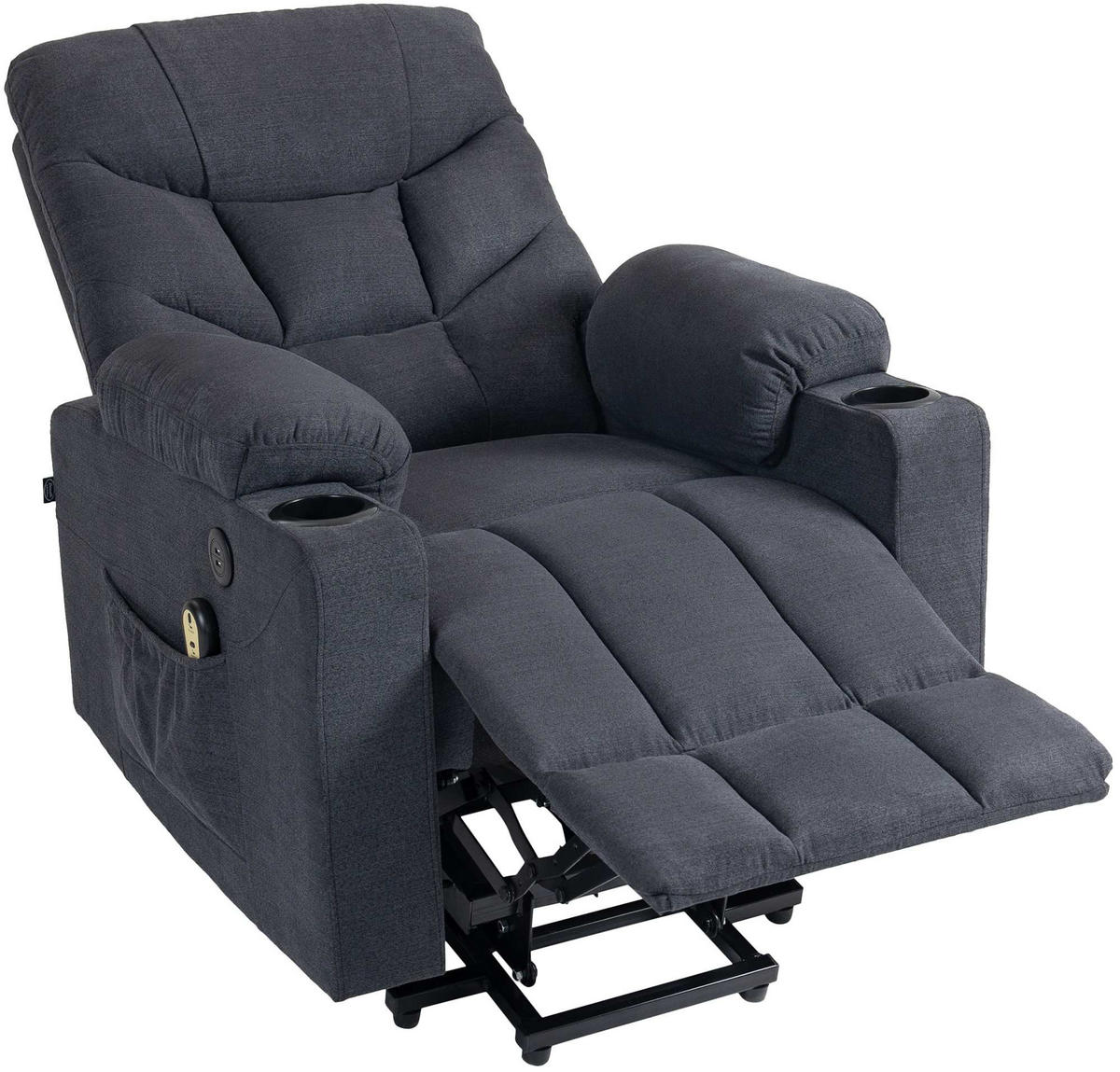 SESSEL Stoff dunkelgrau - Dunkelgrau/Schwarz, Textil/Metall (84/104/95cm) - CLP