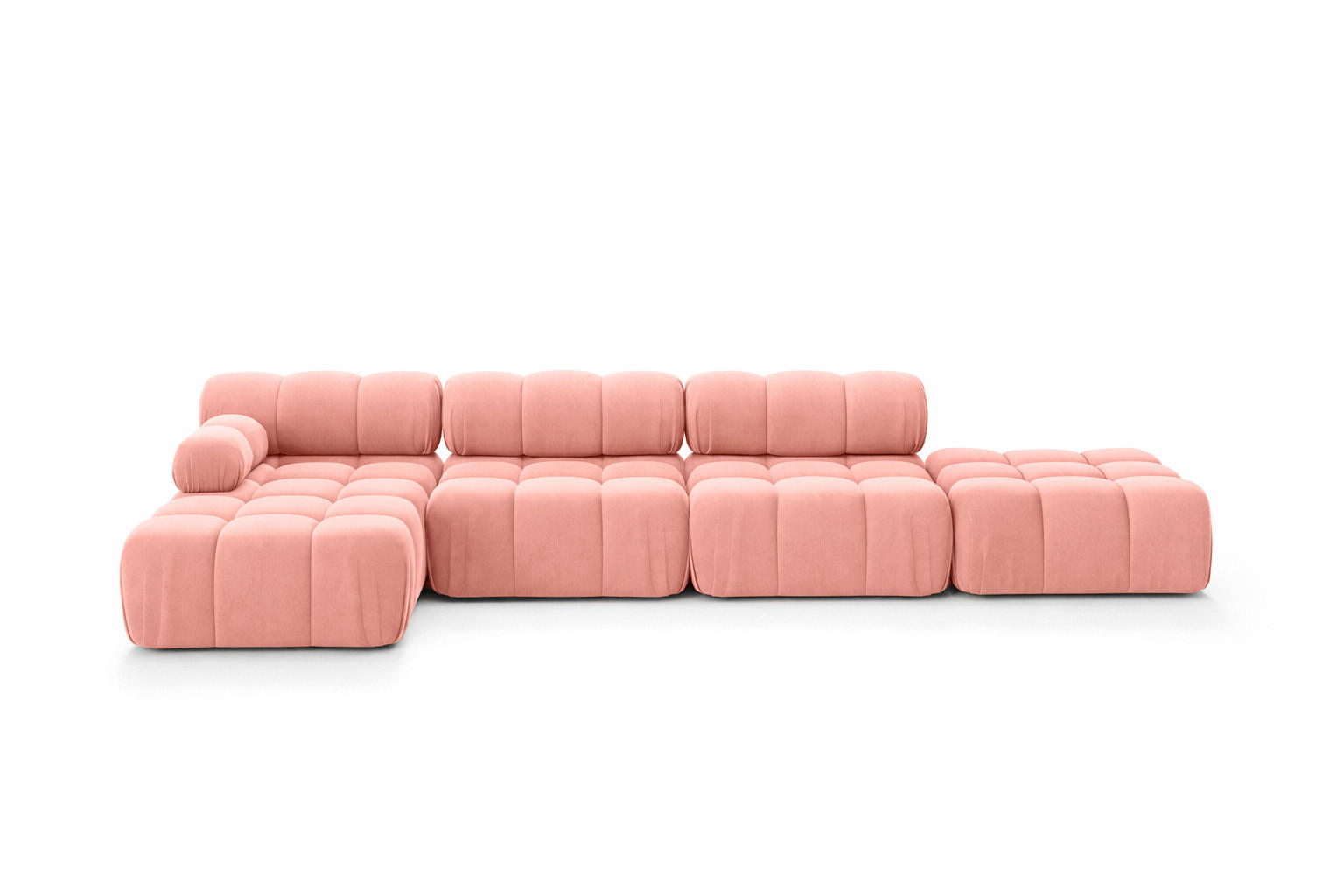 ECKSOFA L-Form XL, Stoff Velours Salvador, Rosa, Links, Selia L XL - Pink, Holz (380/160cm) - Kaiser Möbel