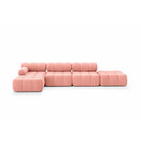 ECKSOFA L-Form XL, Stoff Velours Salvador, Rosa, Links, Selia L XL - Pink, Holz (380/160cm) - Kaiser Möbel