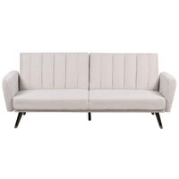 3-SITZER-SCHLAFSOFA Samtstoff beige Vimmerby - Beige, Textil (212/90/80cm) - Beliani