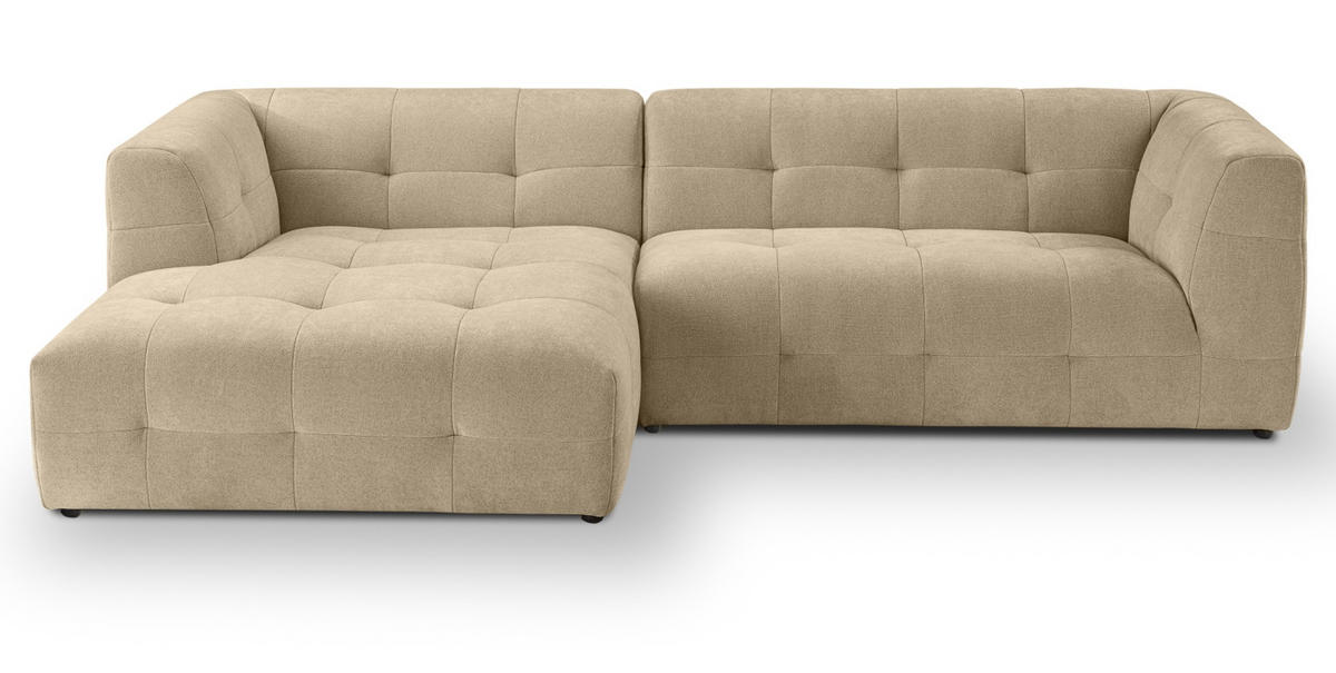 SOFA beige Webstoff 292 x 161 cm, Ecksofa 5-Sitzer, L-Sofa Ottomane links - Beige, Holz/Textil (292/161cm) - Inn.Furn