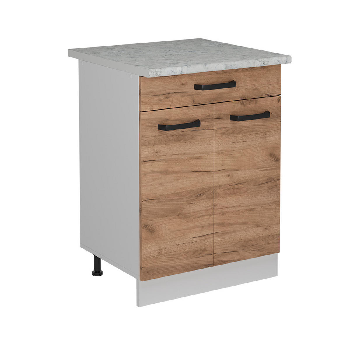 KÜCHENUNTERSCHRANK R-Line Goldkraft Eiche 60 cm AP Marmor - Honigeiche/Eiche Wotan, Holzwerkstoff (60/81.6/60cm) - Vicco