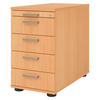 STANDCONTAINER - mit 4 Schubladen 80/42,8/72 cm in Buchefarben Streifengriff (Kunststoff) - Buchefarben, Holzwerkstoff (42.8/72/80cm) - bümö
