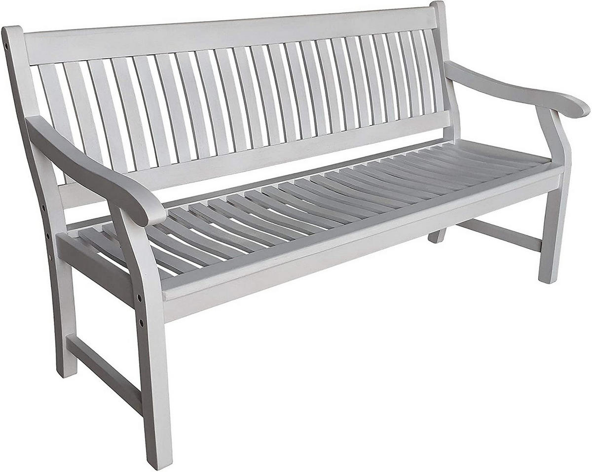 GARTENBANK New Jersey 3-Sitzer weiß gewischt - Weiß, Holz (68/90/158cm) - Sedex