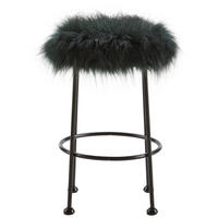 HOCKER Luzie Dunkelgrün Kunstfell - Grün, Fell (30/50/30cm) - Bessagi Home