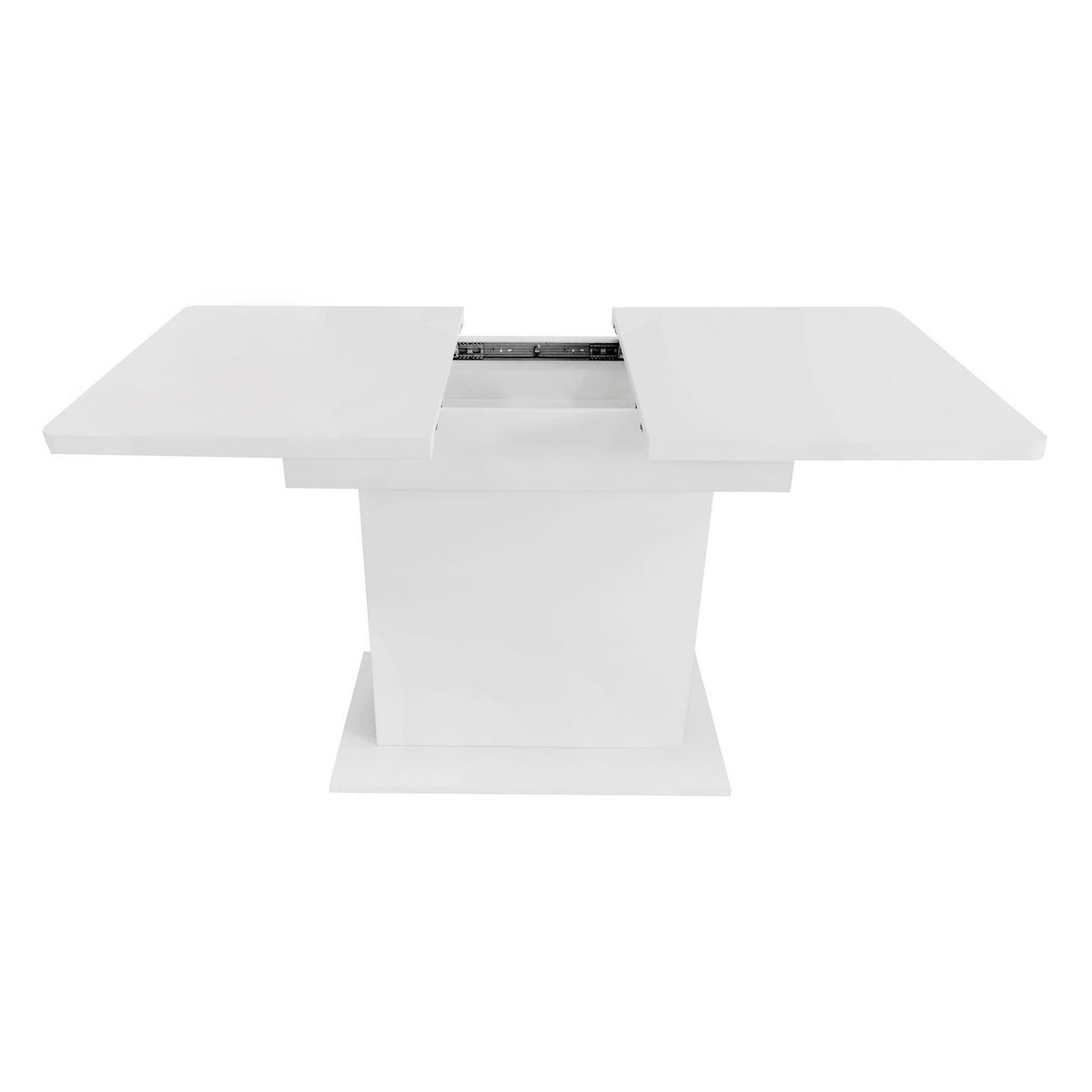 JEDÁLENSKÝ stôl z drevotriesky, biely, rozkladací s úložným priestorom,70/130/75 cm - biela, kompozitné drevo (130/70/75cm) - BEAOK