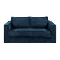 SCHLAFSOFA - 3 Personen - Samt, Stoff - Marineblau - - Dunkelblau, Textil (195/90/223cm) - Vente-Unique