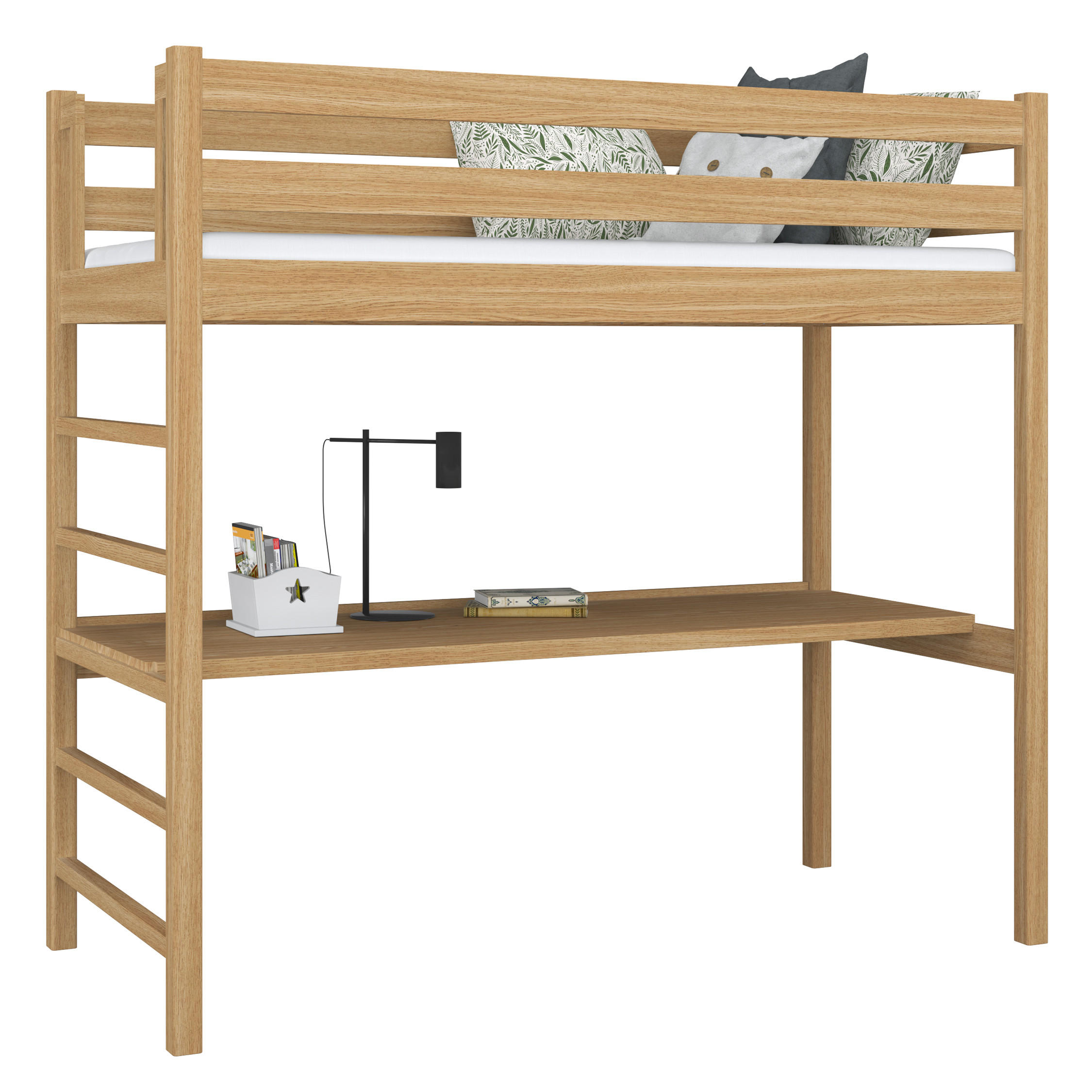 HOCHBETT N01 mit Schreibtisch Eiche Natur 80/180 - Eiche Artisan, Naturmaterialien/Holz (80/180cm) - N-Wood